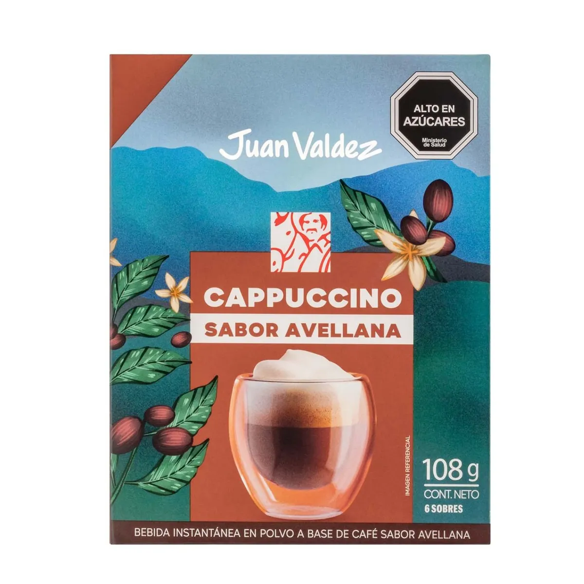 JUAN VALDEZ - Café Instantáneo en Polvo Cappucino Avellana Juan Valdez 6 Sobres