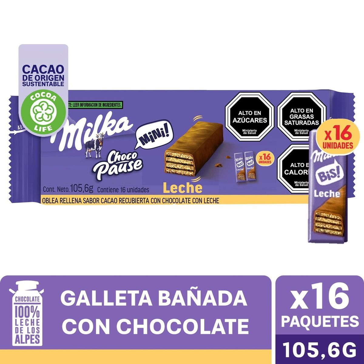 MILKA - Galleta Oblea Mini Chocopause Milka 105 g