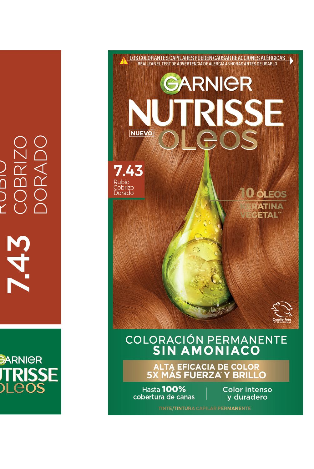 NUTRISSE - Tintura Nutrisse Oleos 7.43 Rubio Cobrizo Dorado 160 g