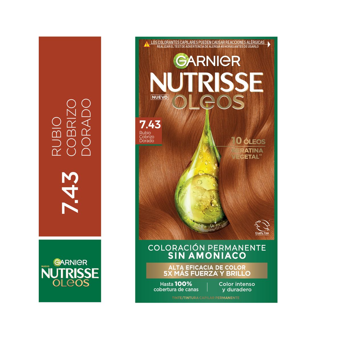 NUTRISSE - Tintura Nutrisse Oleos 7.43 Rubio Cobrizo Dorado 160 g