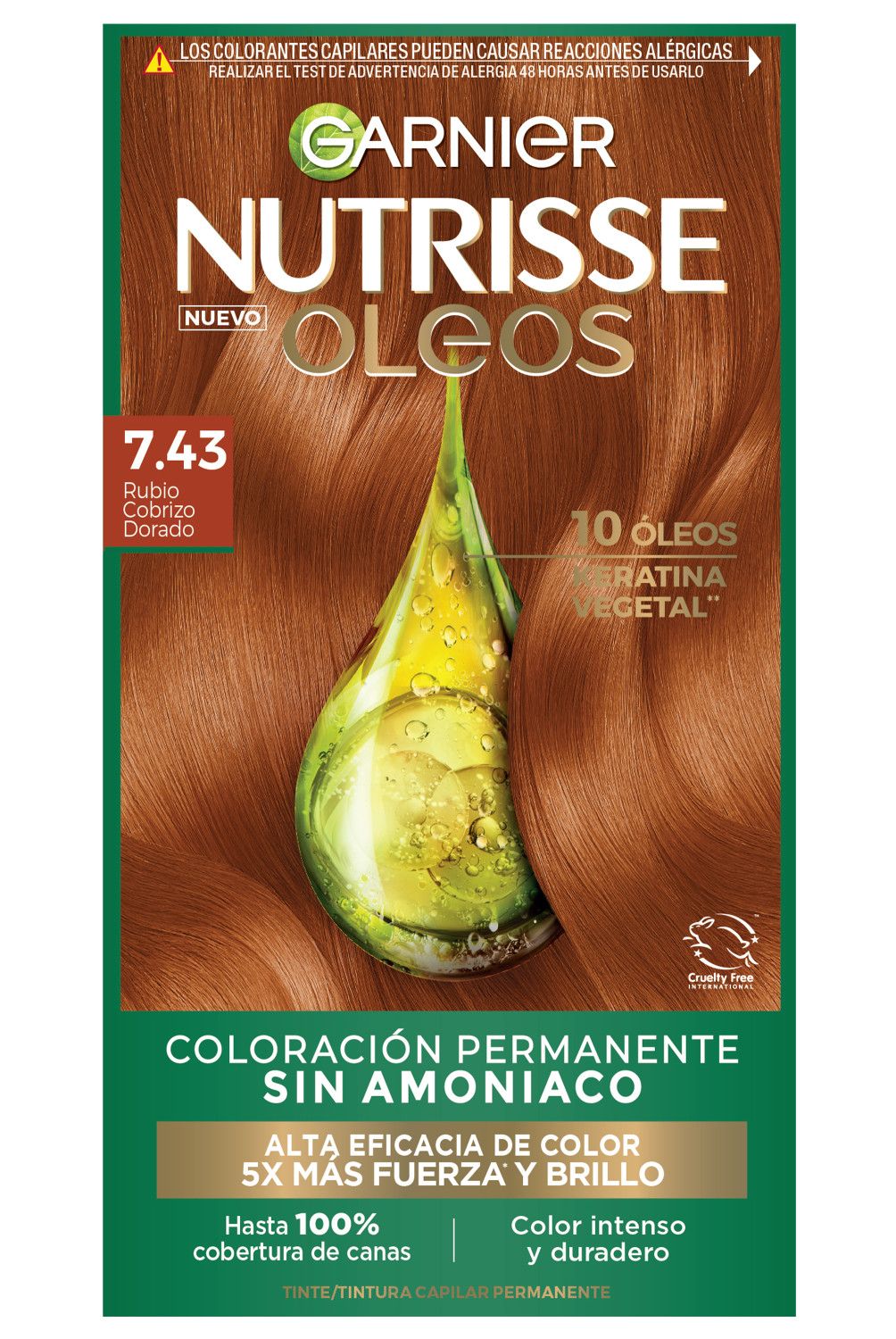 NUTRISSE - Tintura Nutrisse Oleos 7.43 Rubio Cobrizo Dorado 160 g