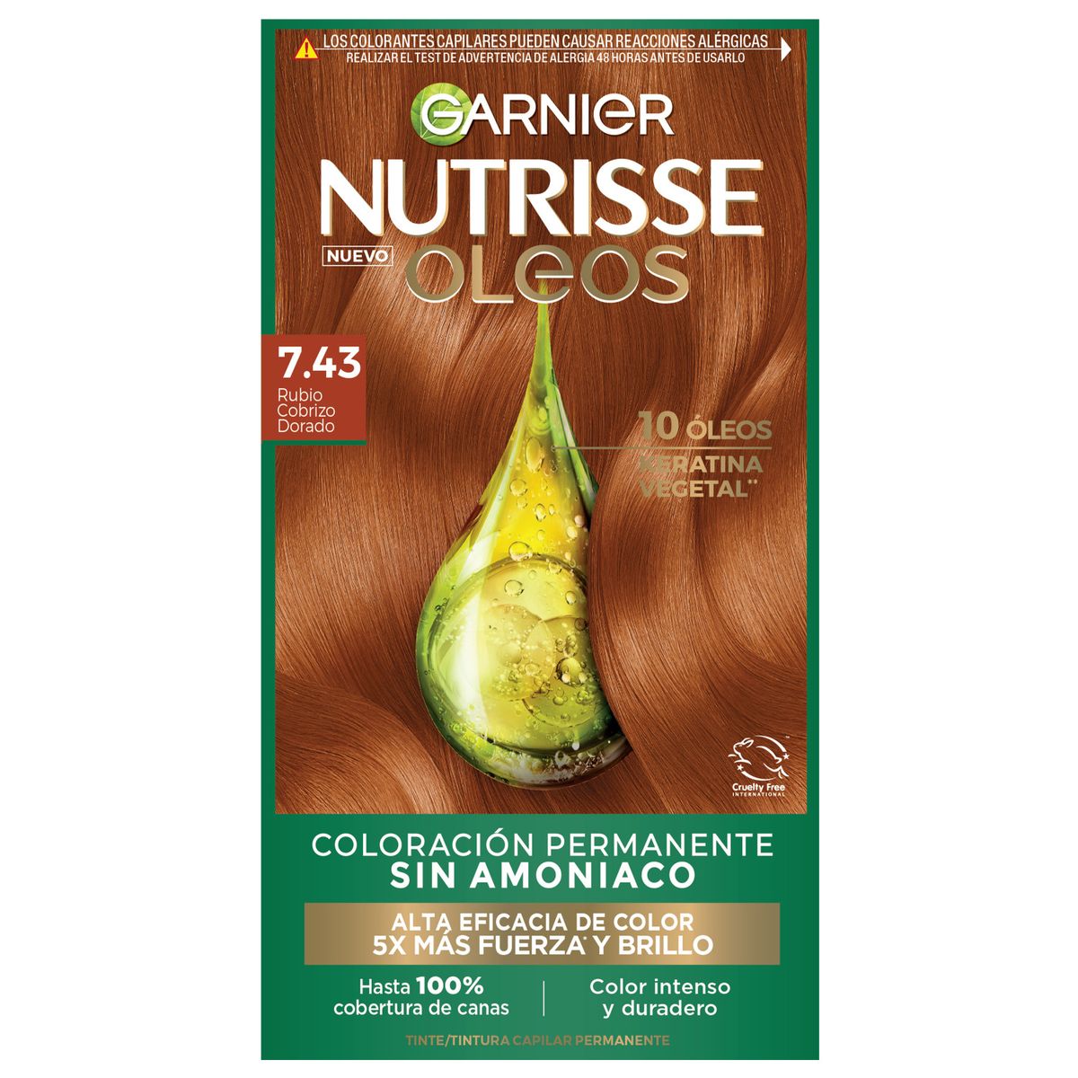 NUTRISSE - Tintura Nutrisse Oleos 7.43 Rubio Cobrizo Dorado 160 g
