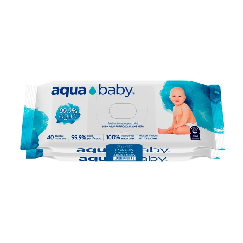 AQUA BABY - Toallitas Húmedas 99.9% Agua Aqua Baby 80 Un