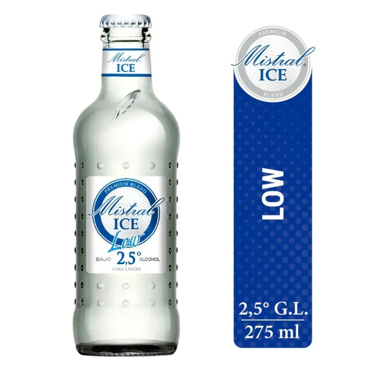 MISTRAL ICE - Cóctel Mistral Ice Blend Low Lima Limón Botella 2.5° 275 ml