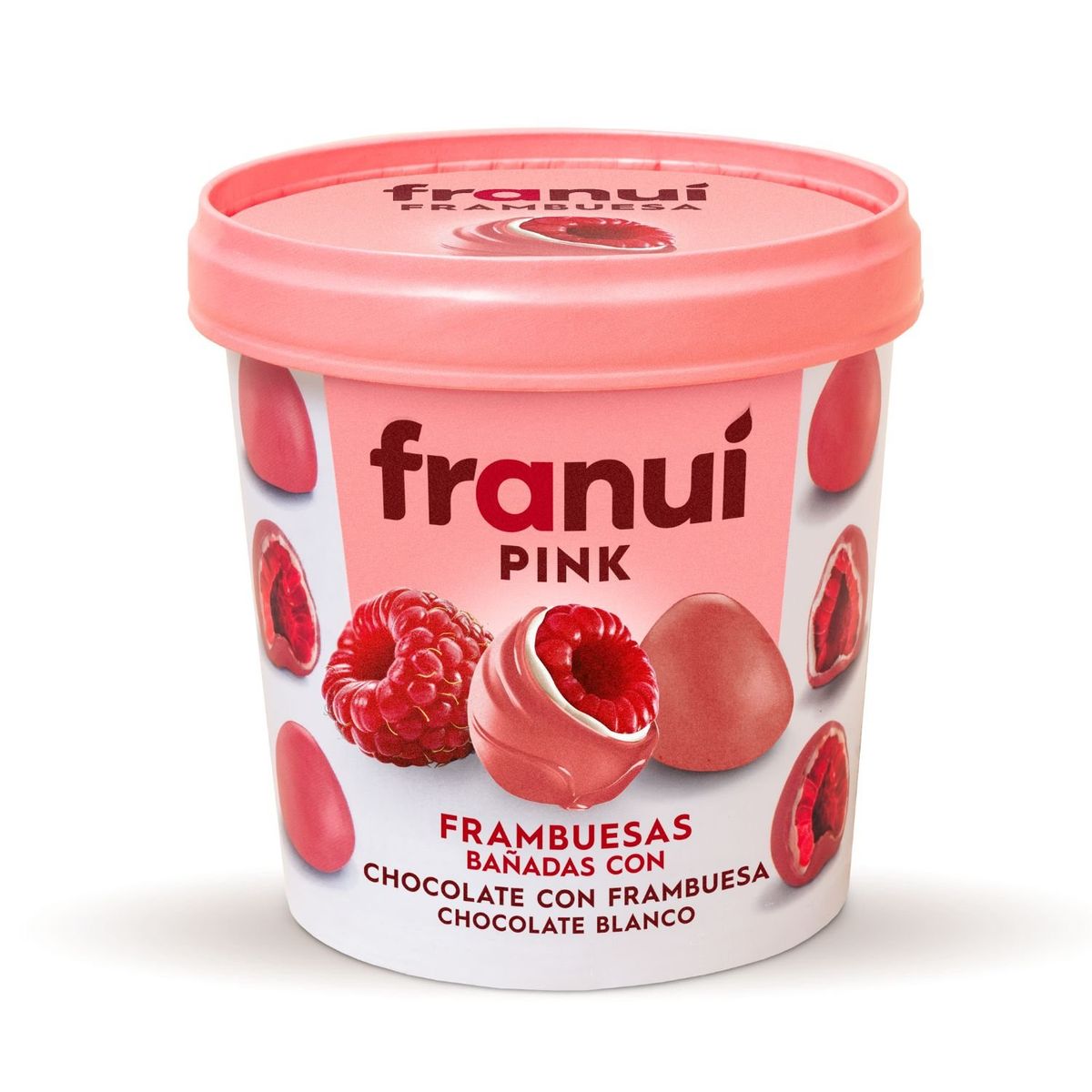 FRANUI - Frambuesas Bañadas con Chocolate Blanco Pink Congeladas Franui 150 g
