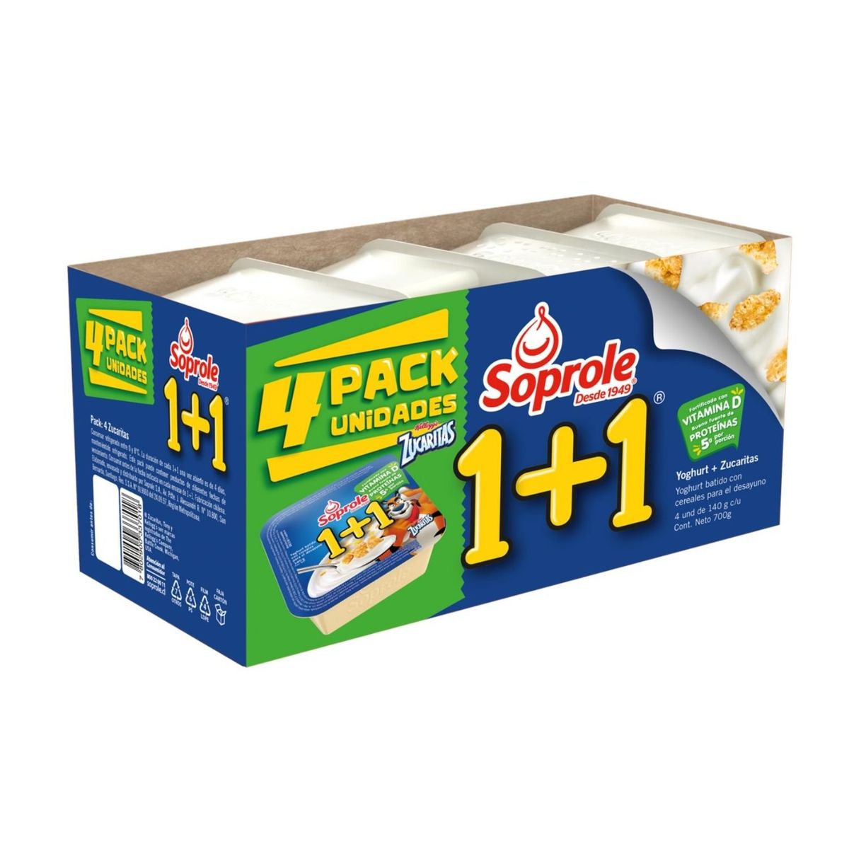 SOPROLE - Pack Yoghurt 1+1 Zucaritas Soprole 4 x 140 g