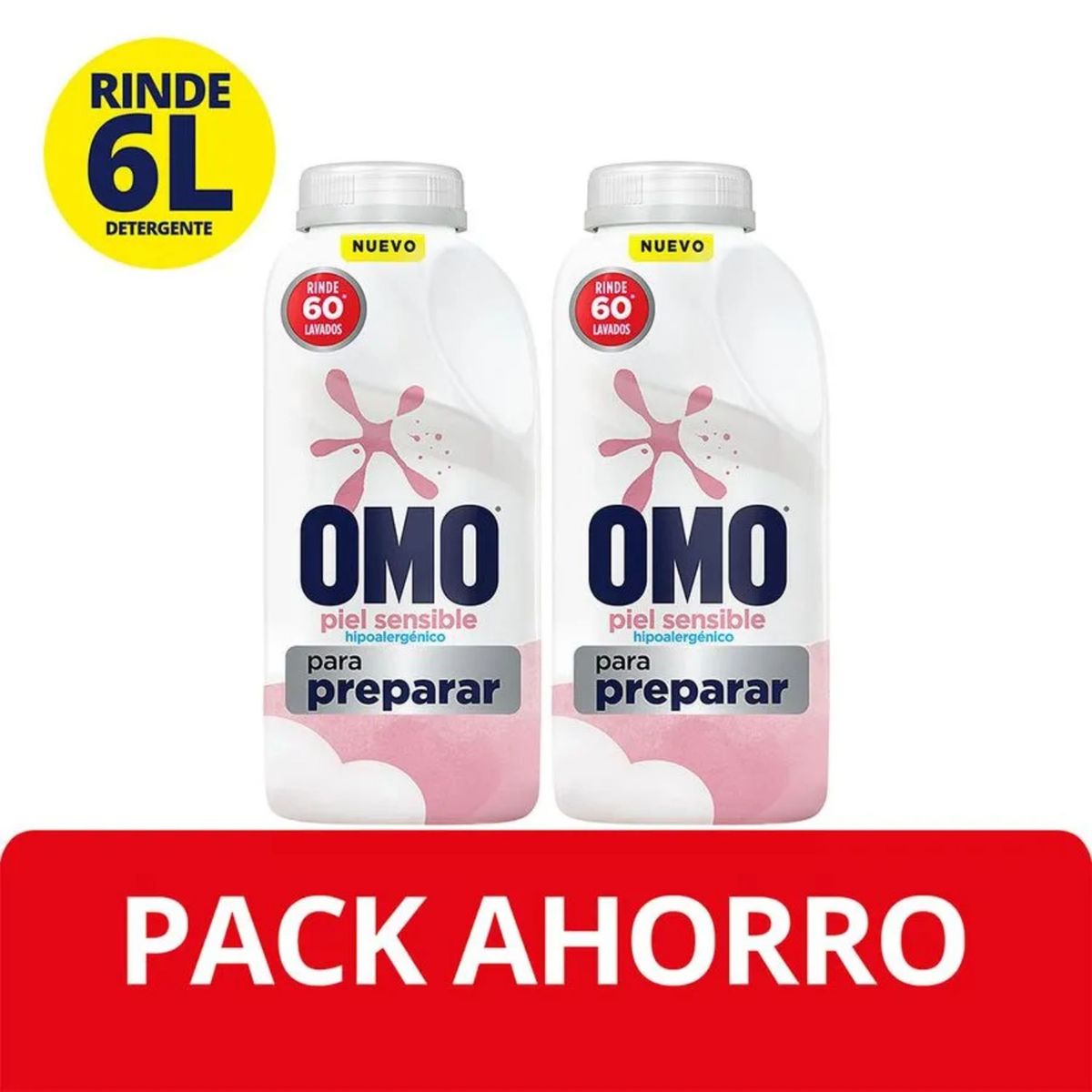 OMO - Pack Detergente Líquido para Diluir Piel Sensible Omo 2x500 ml
