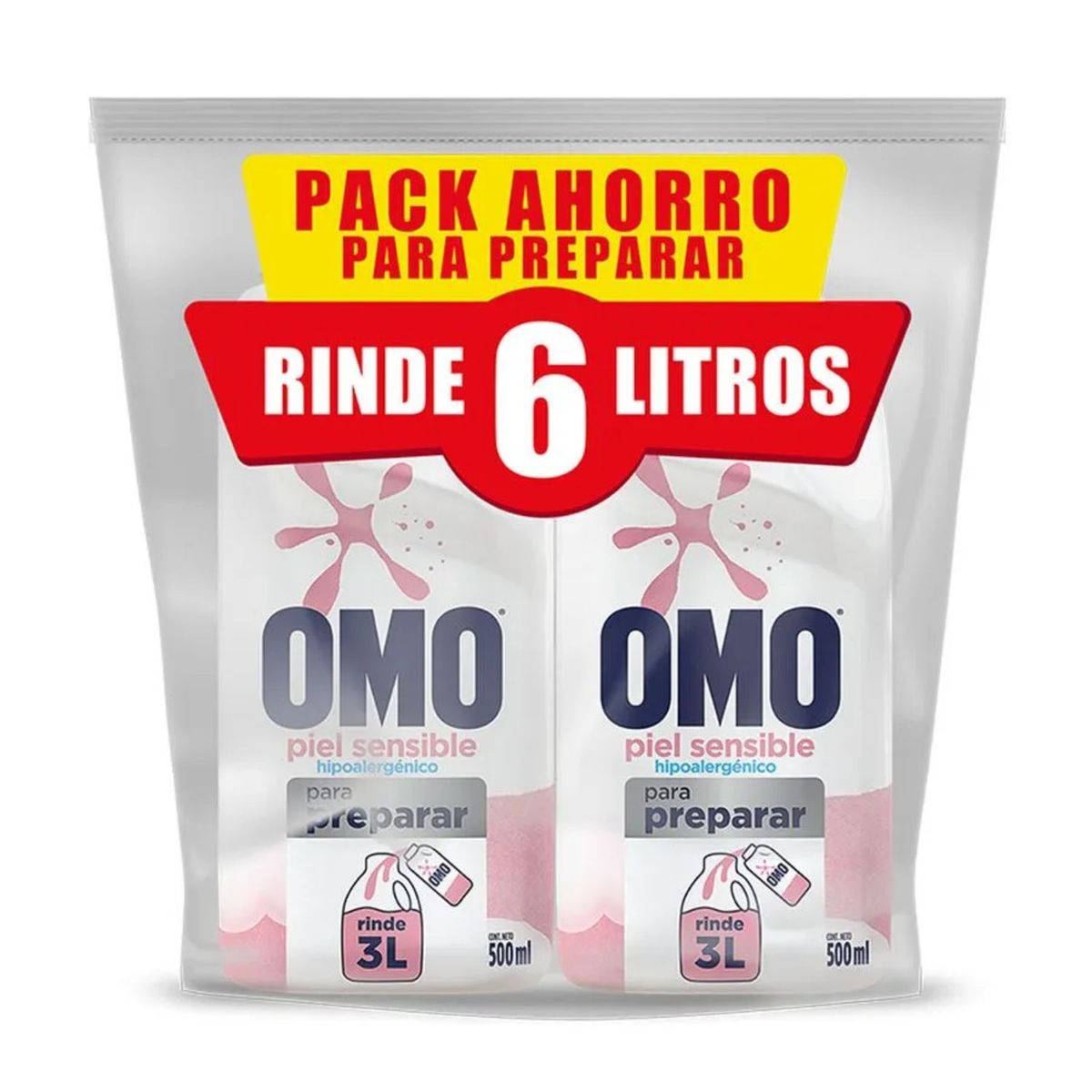 OMO - Pack Detergente Líquido para Diluir Piel Sensible Omo 2x500 ml