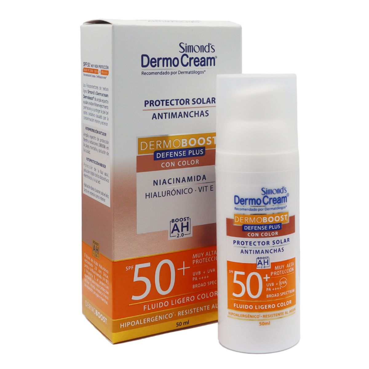 DERMOCREAM - Protector Solar Facial Antimanchas Dermoboost Color FPS 50+ Dermocream 50 ml