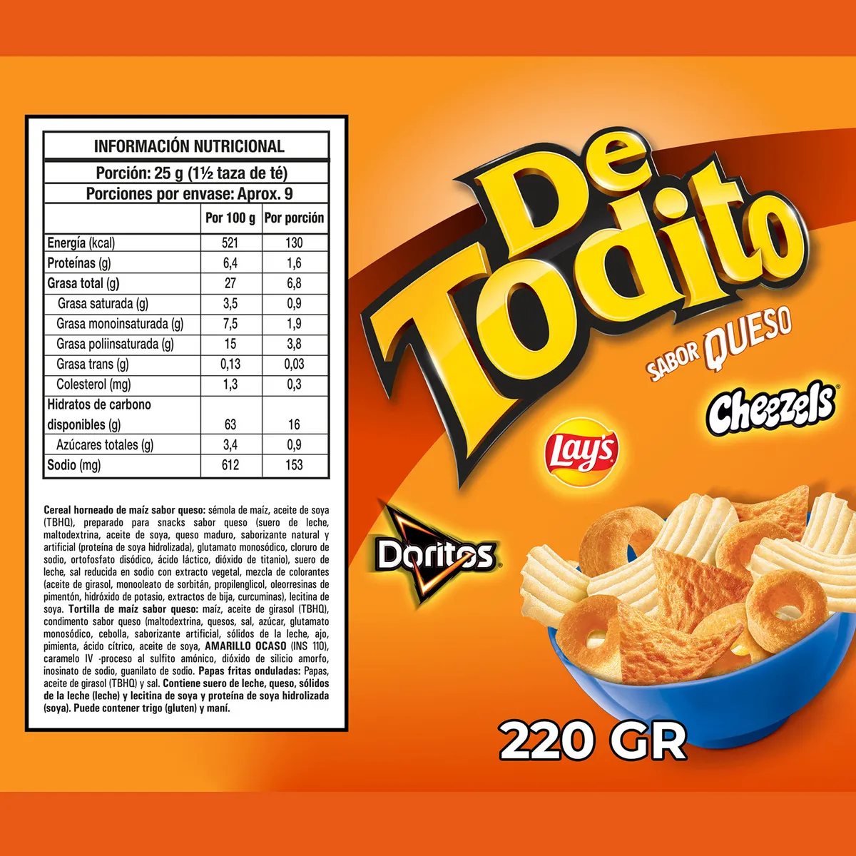 EVERCRISP - Snack Detodito Sabor Queso 220 gr