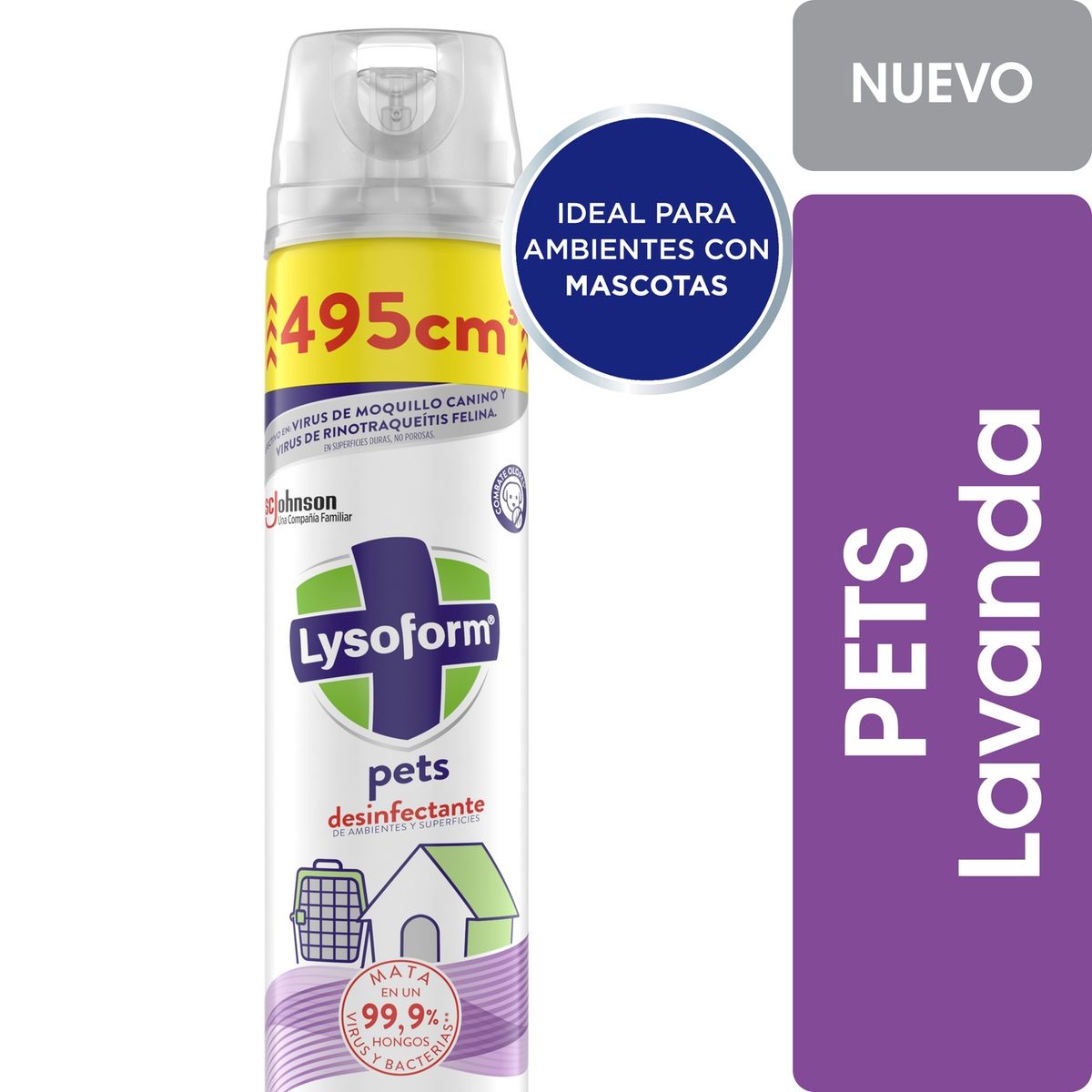 LYSOFORM - Desinfectante de Ambientes de Mascotas Lysoform Pets Lavanda 495 ml