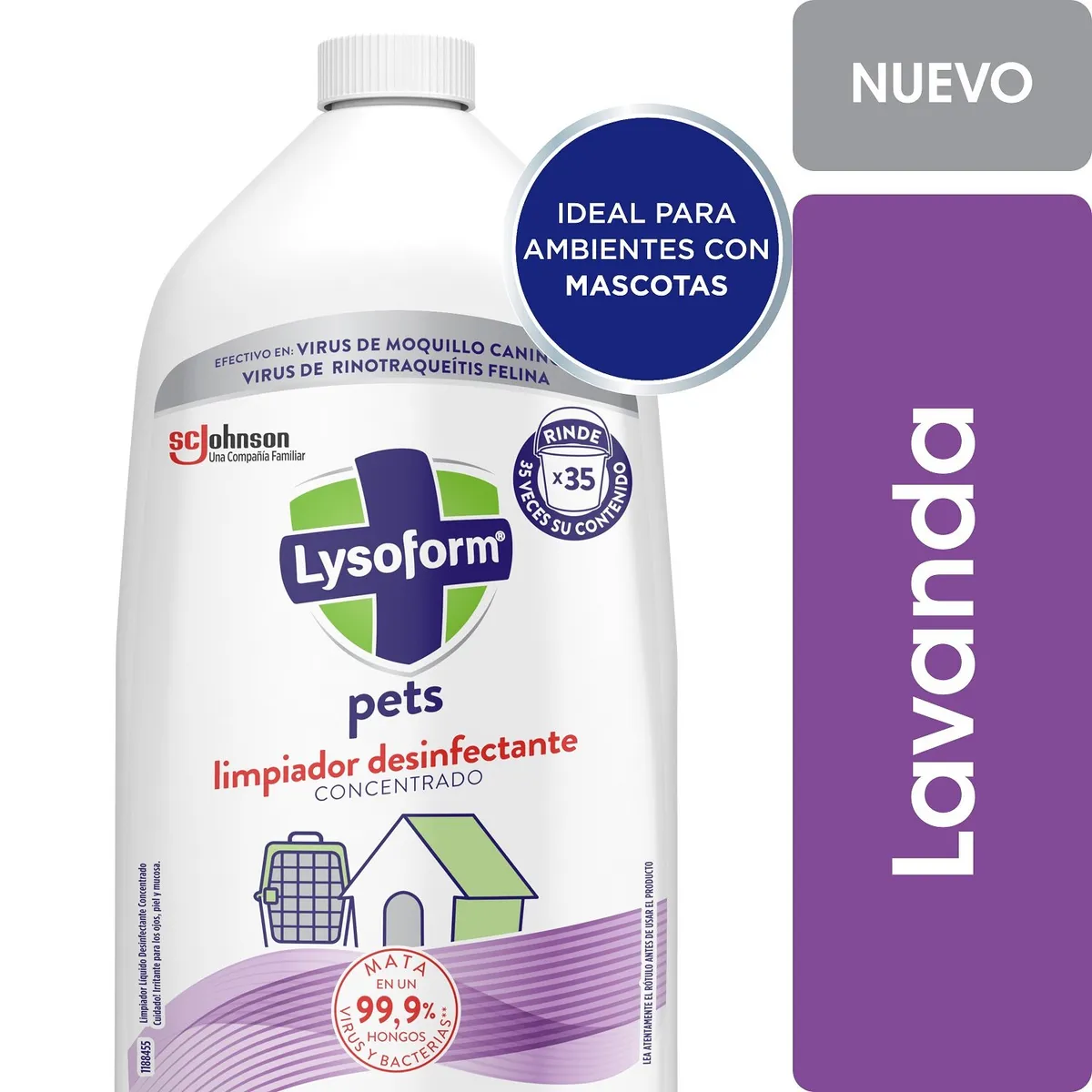 LYSOFORM - Limpiador Desinfectante Pets Lysoform Lavanda 800 ml
