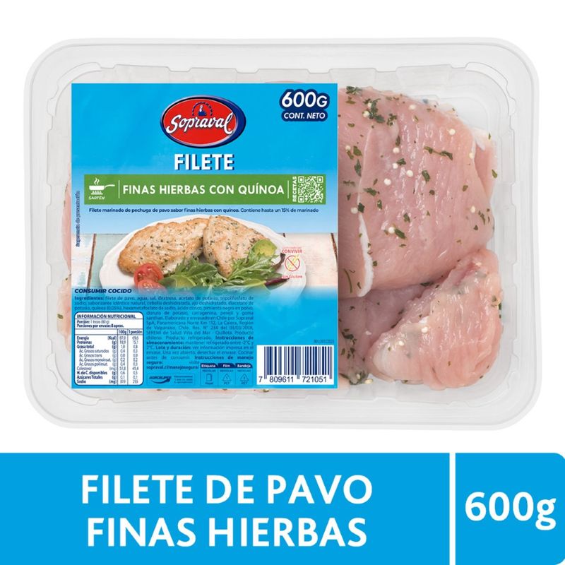 SOPRAVAL - Filete de Pavo Finas Hierbas con Quínoa Sopraval 600 g