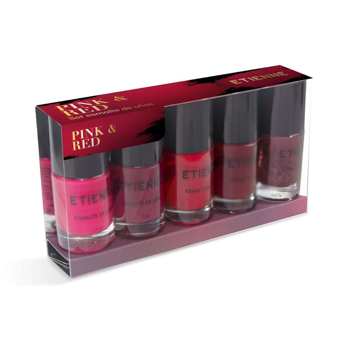 ETIENNE - Estuche Esmaltes para Uñas Pink Red 5 x 11 ml