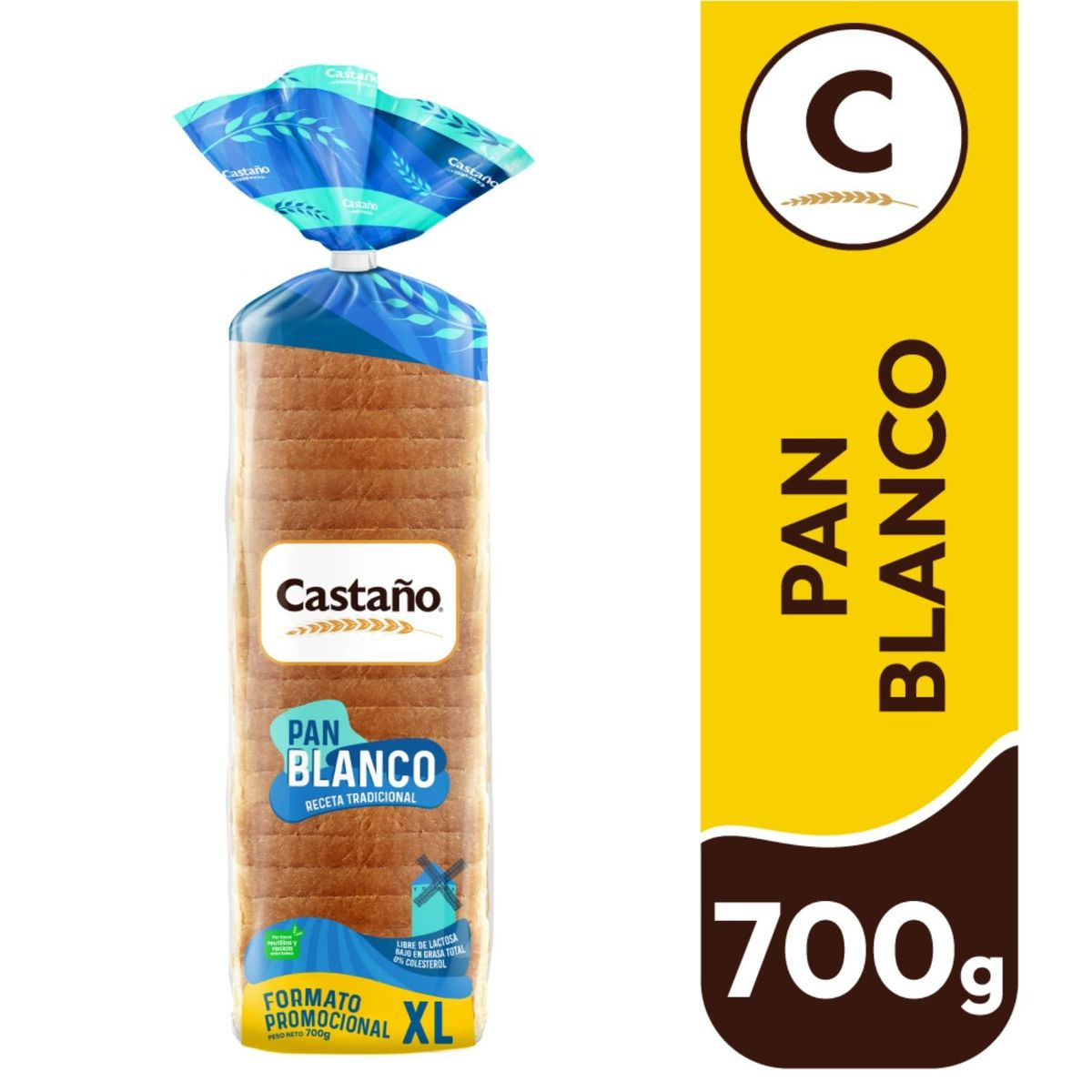 CASTAÑO - Pan de Molde Blanco XL Castaño 700 g