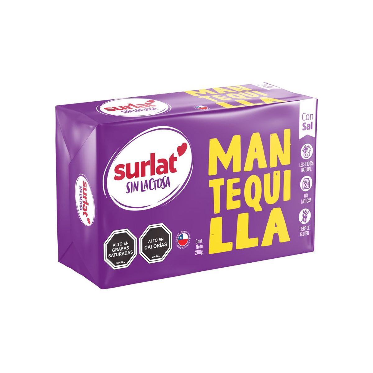 SURLAT - Mantequilla con Sal Sin Lactosa Surlat 200 g