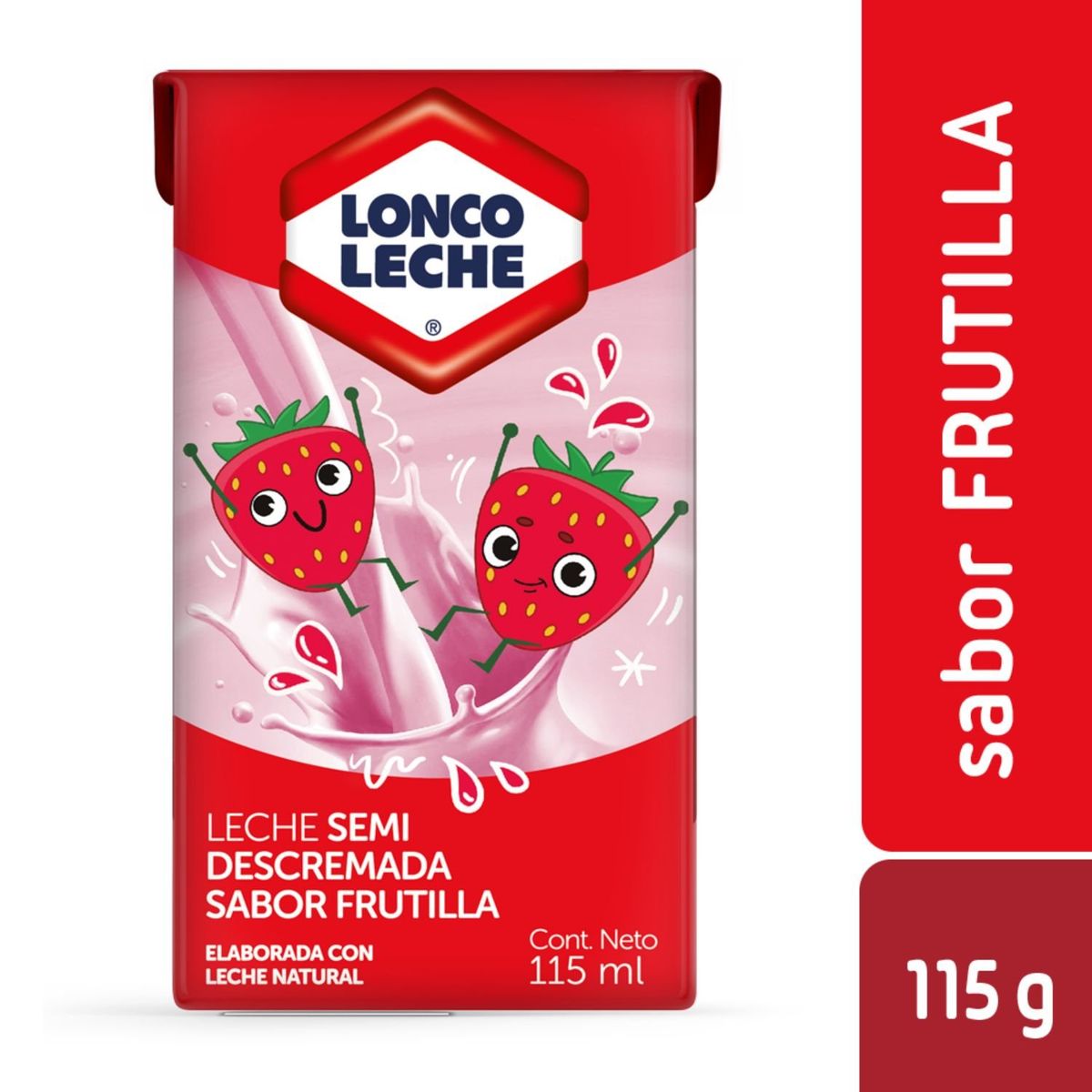 LONCOLECHE - Leche Semidescremada Sabor Frutilla Loncoleche 115 ml