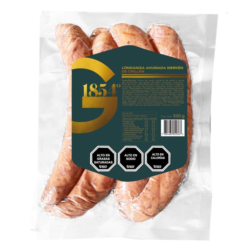 G1854 - Longaniza Ahumada Merkén de Chillán G1854 500 g