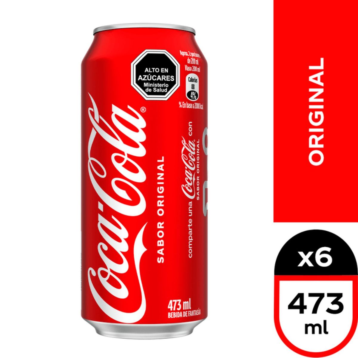 COCA COLA - Pack Bebida Coca Cola Original Lata 6 x 473 ml