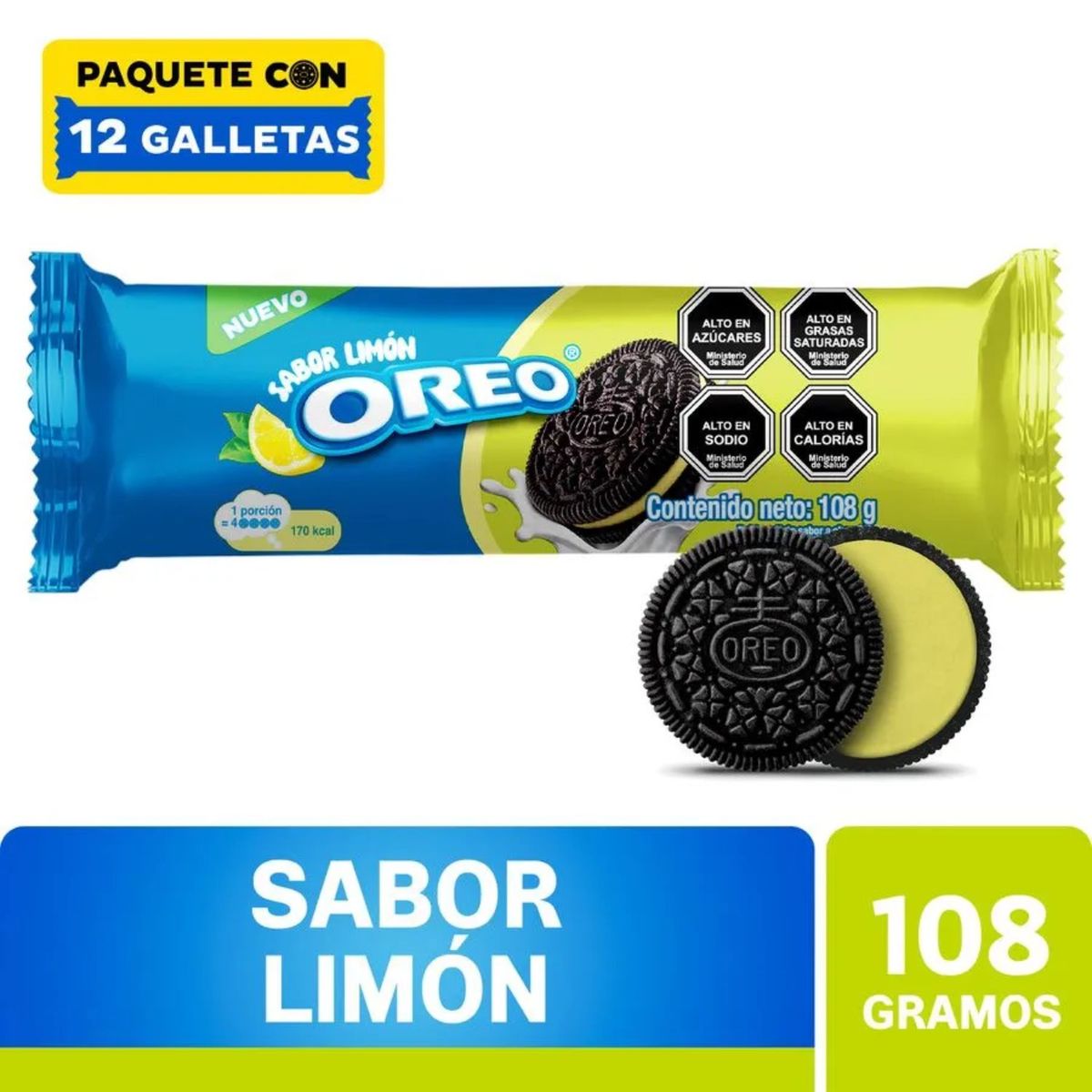 OREO - Galleta Oreo Sabor Limón 108 g
