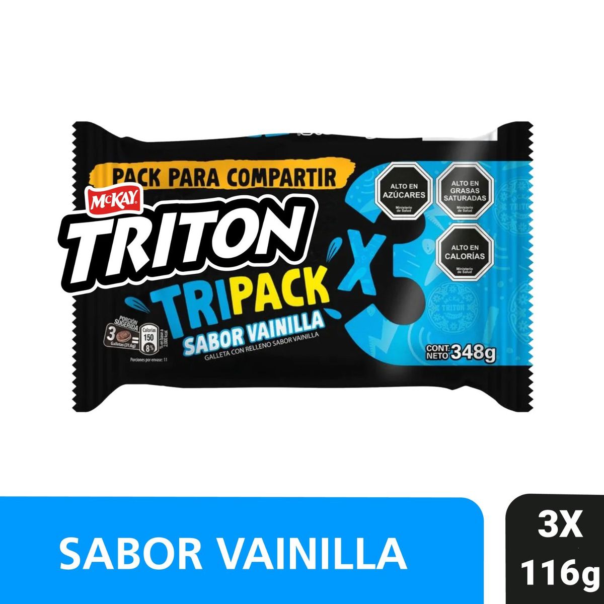 TRITON - Tripack Galleta Triton Sabor Vainilla 3 x 116 g