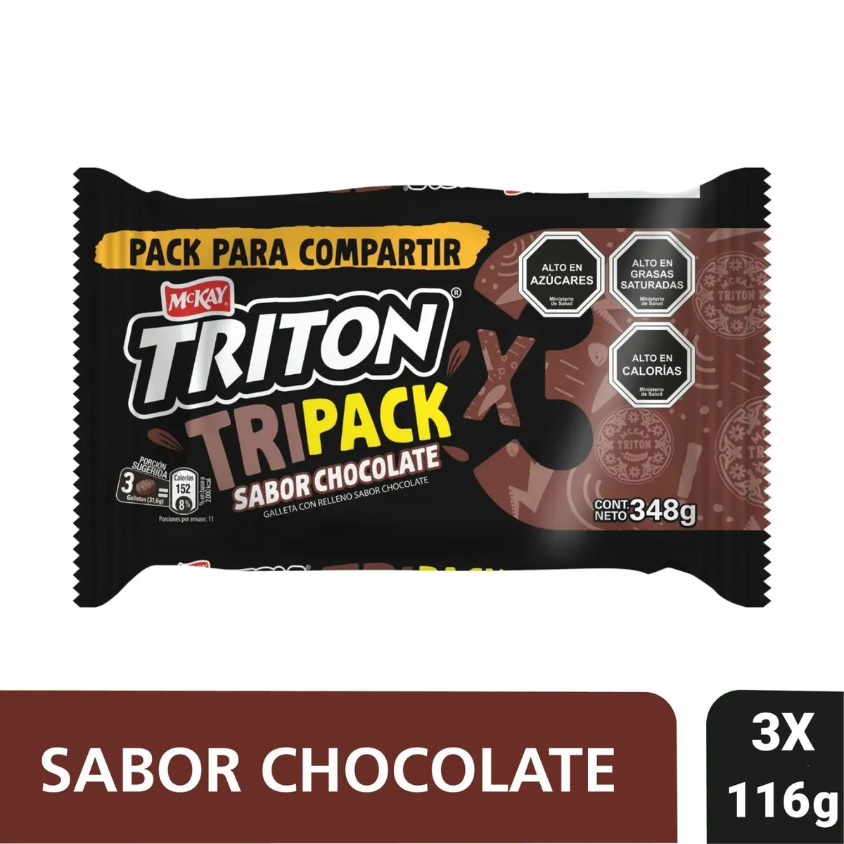 TRITON - Tripack Galleta Triton Sabor Chocolate 3 x 116 g