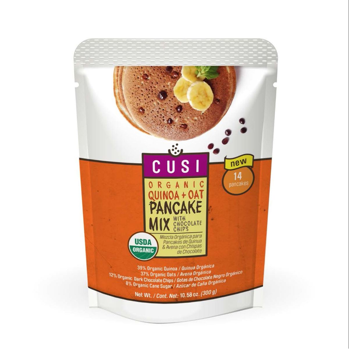 CUSI - Premezcla Orgánica Pancakes Mix Choco Chips Cusi 300 g