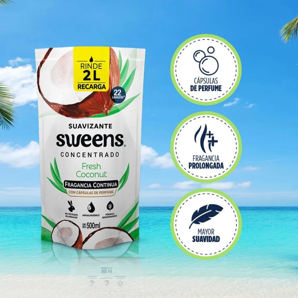 SWEENS - Suavizante para la Ropa Aroma Fresh Coconut Doypack Sweens 500 ml
