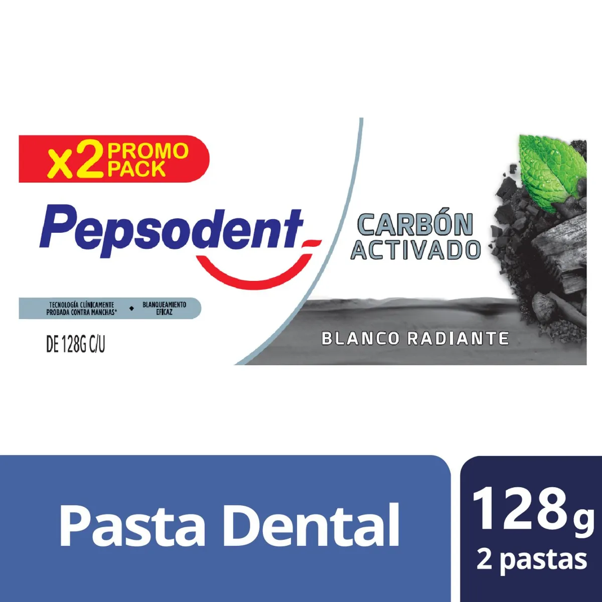 PEPSODENT - Pack Pasta de Dientes Carbón Activo Pepsodent 2 x 128 g