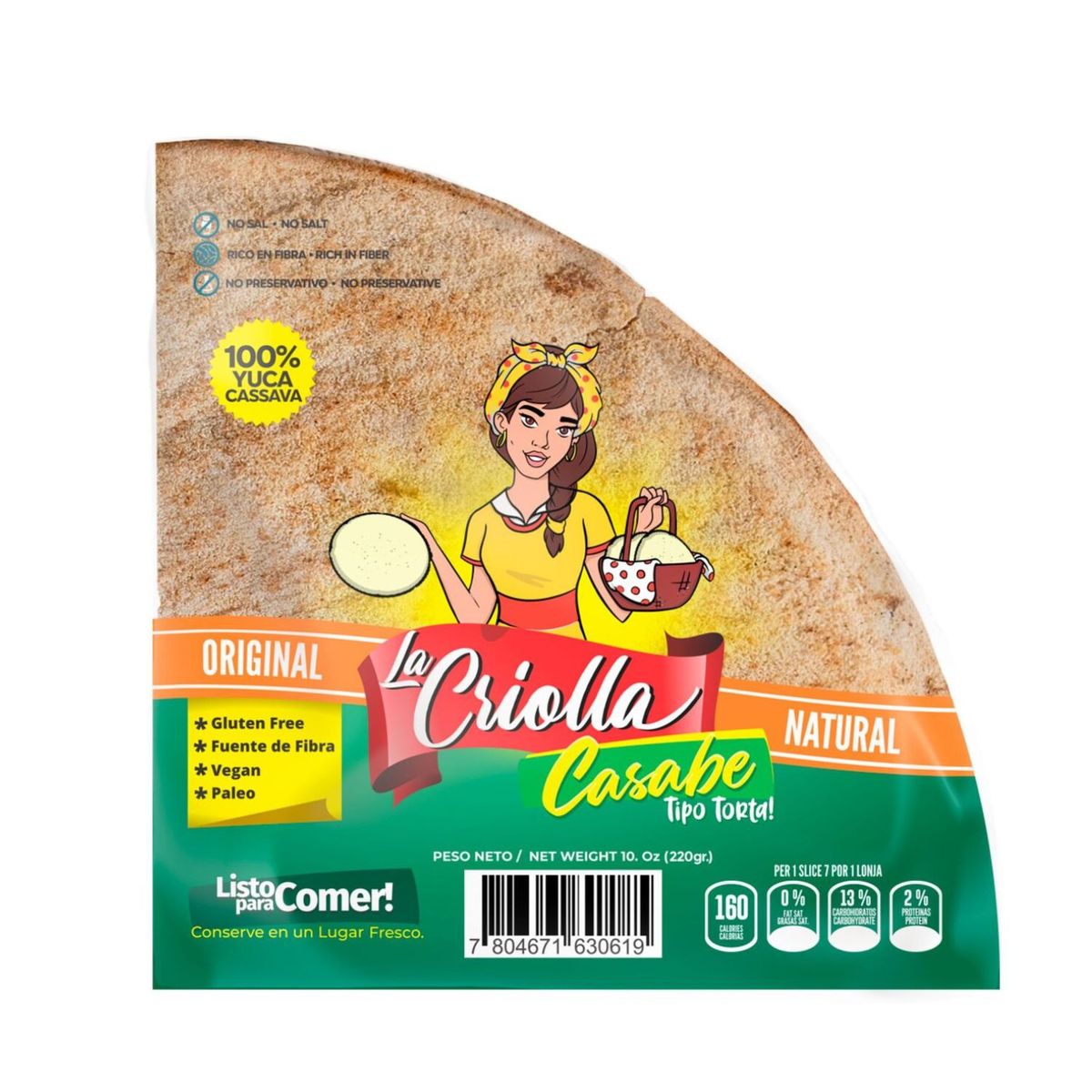 LA CRIOLLA - Casabe de Yuca Sabor Natural La Criolla 220 g