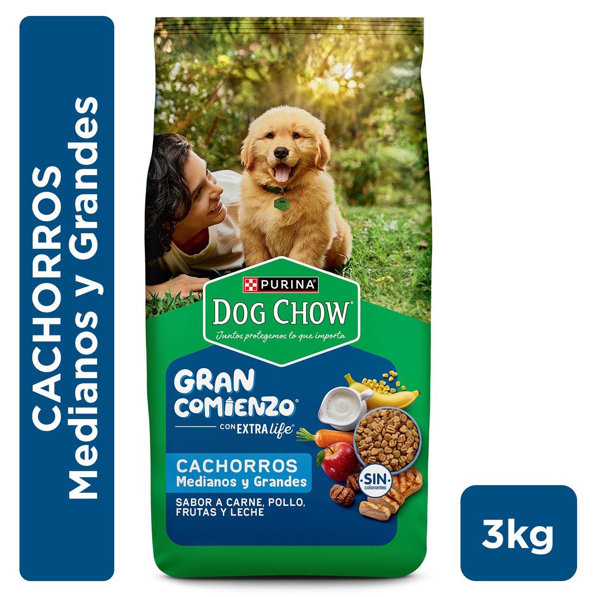 DOG CHOW - Alimento para Perros Cachorros Dog Chow Carne, Pollo, Frutas y Leche 3 Kg
