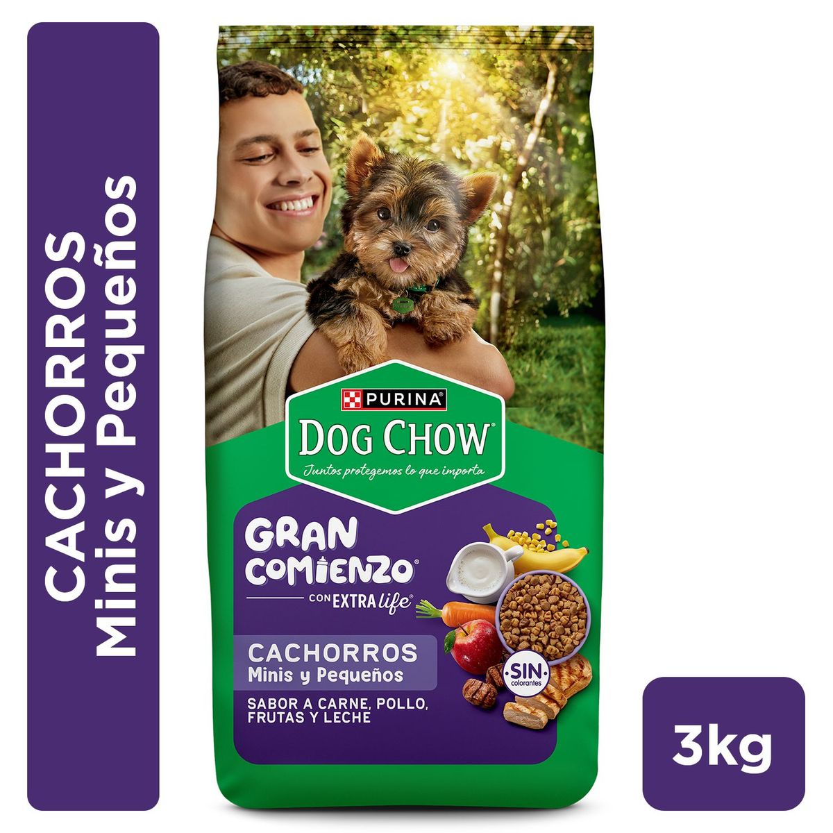DOG CHOW - Alimento para Perros Cachorros Dog Chow Carne, Pollo, Frutas y Leche 3 Kg