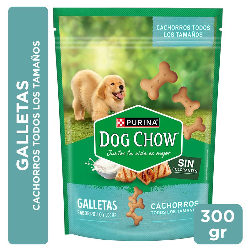 DOG CHOW - Snack Galletas para Perros Cachorros Dog Chow Pollo y Leche 300 gr