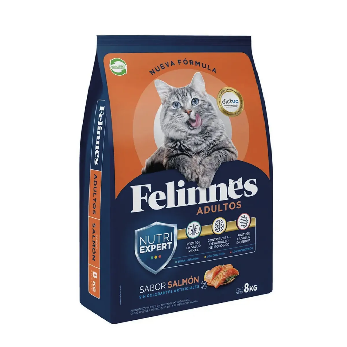 FELINNES - Alimento Seco para Gatos Adultos Felinne Salmón 8 Kg