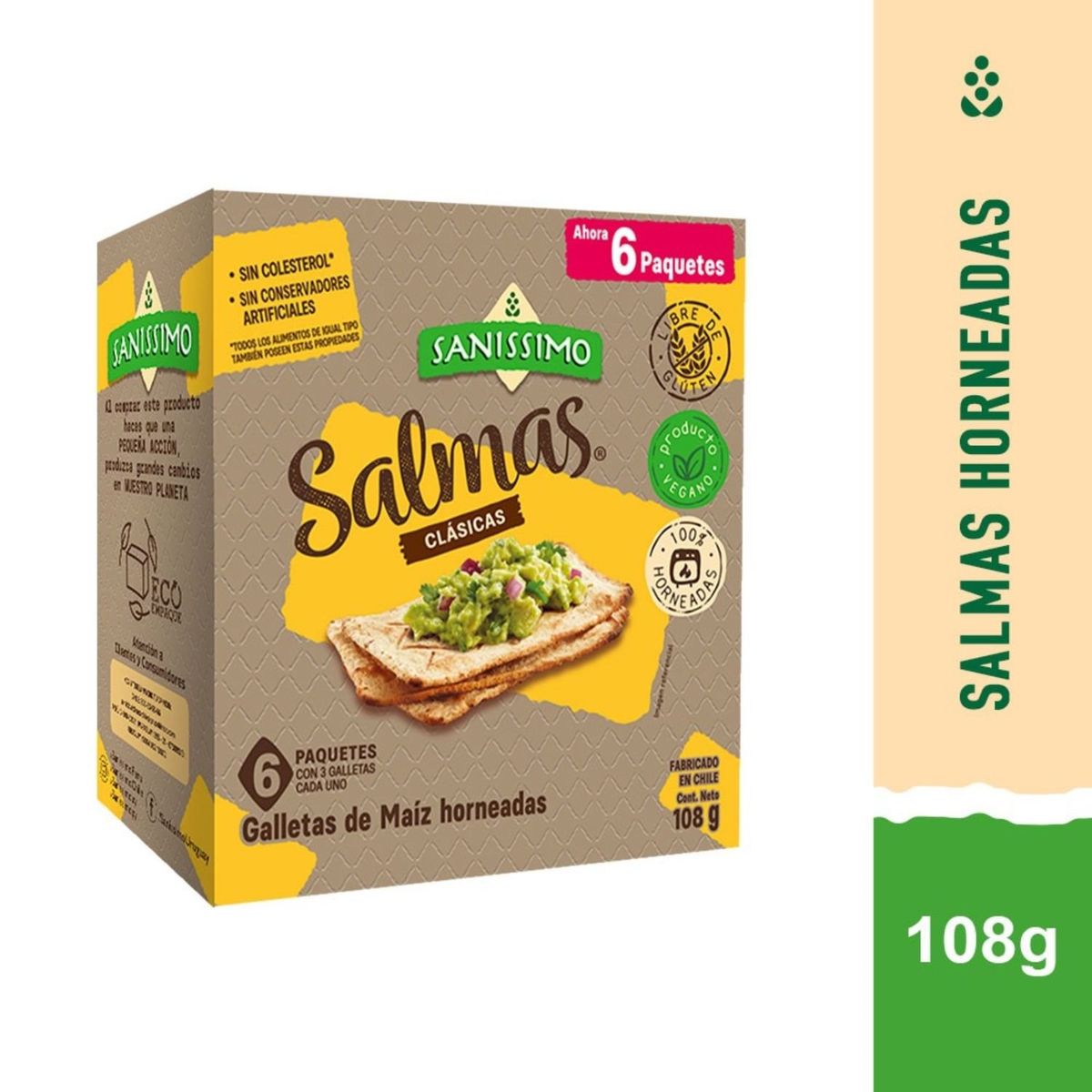 SANISSIMO - Galletas de Maíz Salmas Clásicas 108 g