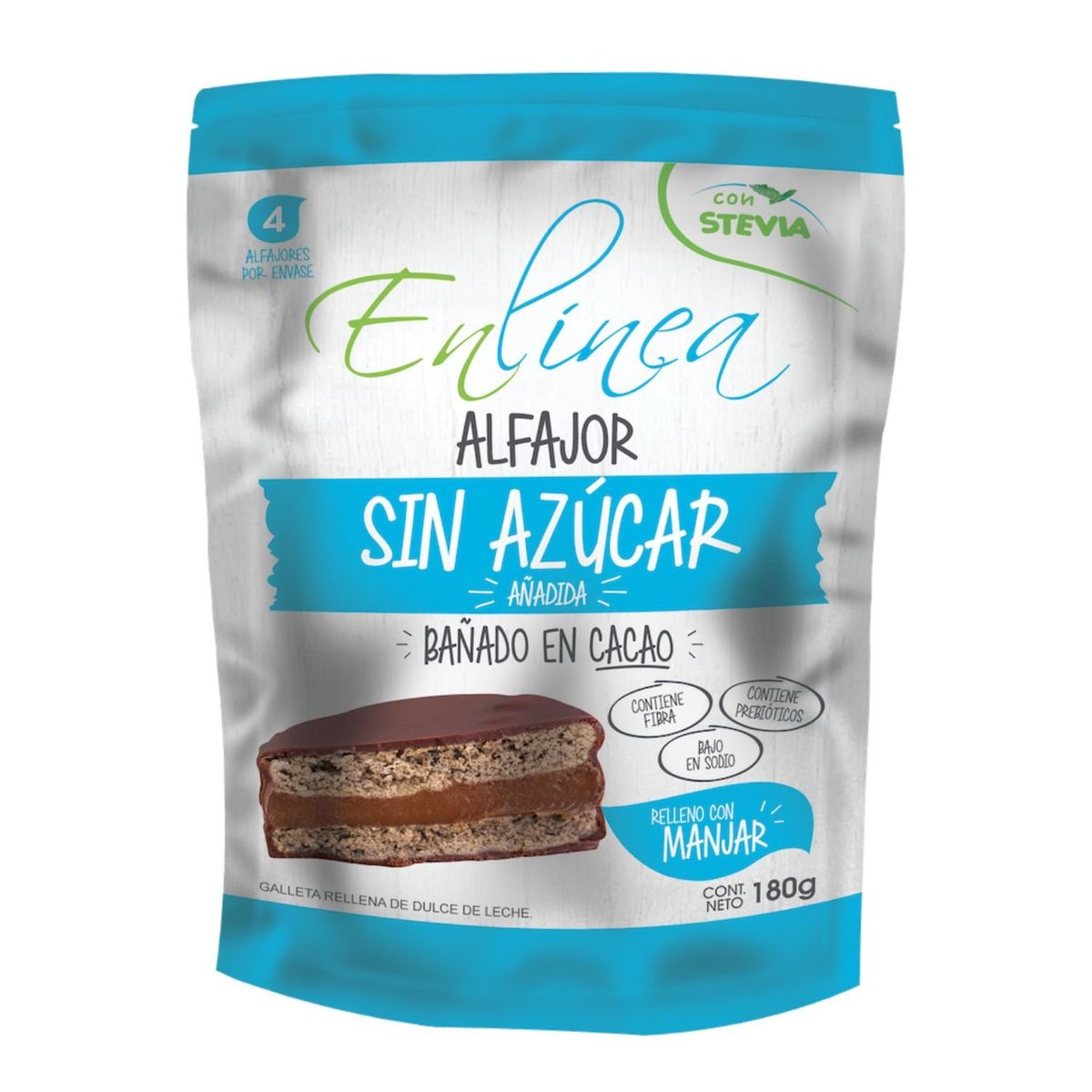 EN LINEA - Alfajor Manjar Sin Azúcar En Línea 180 g