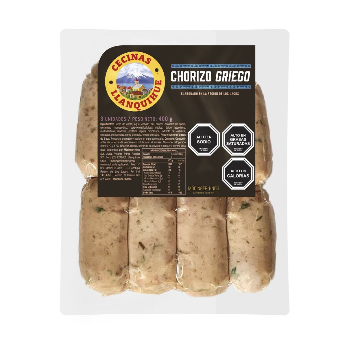 LLANQUIHUE - Chorizo Griego al Vacío Llanquihue 400 g