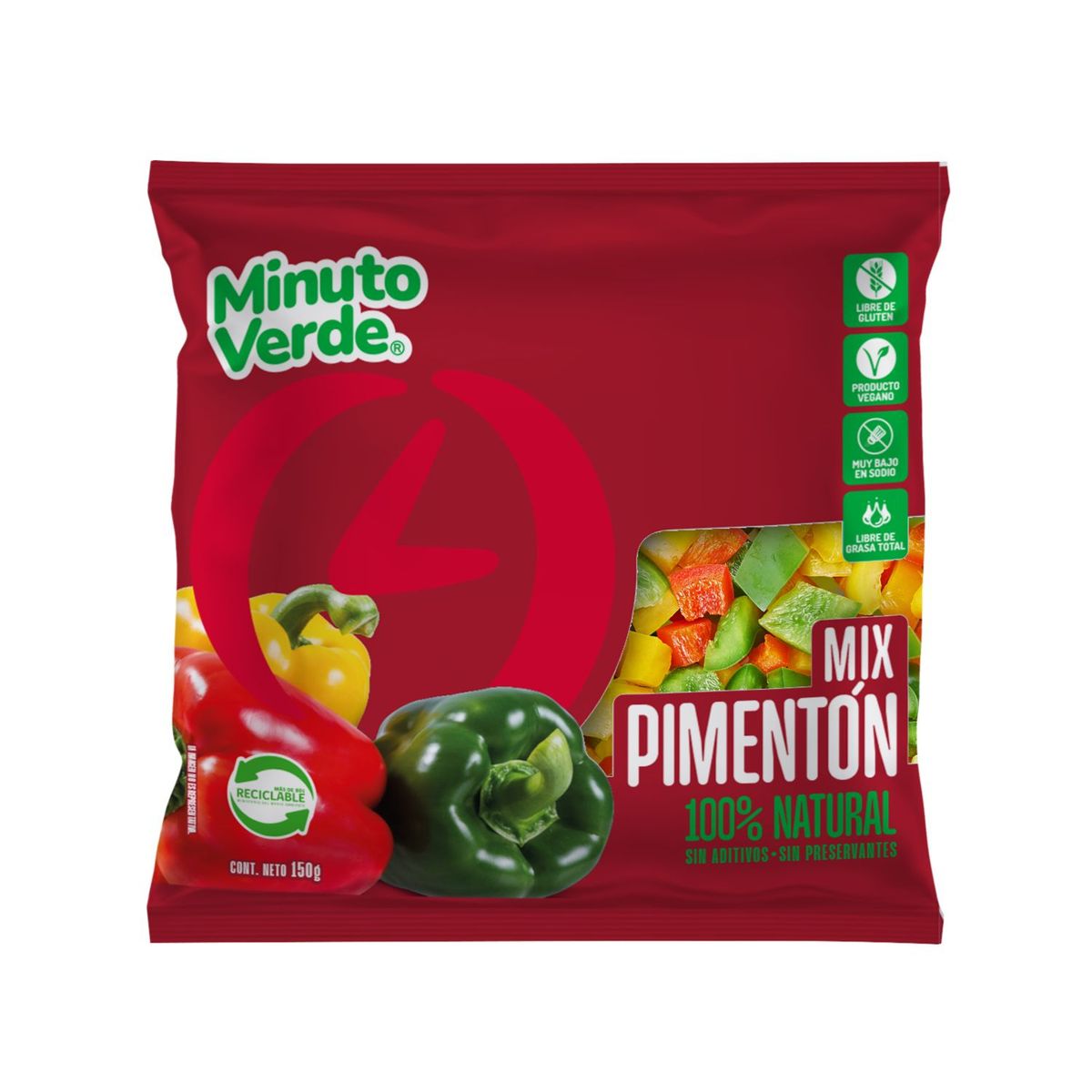 MINUTO VERDE - Mix Pimentón Trozos Congelados Minuto Verde 150 g