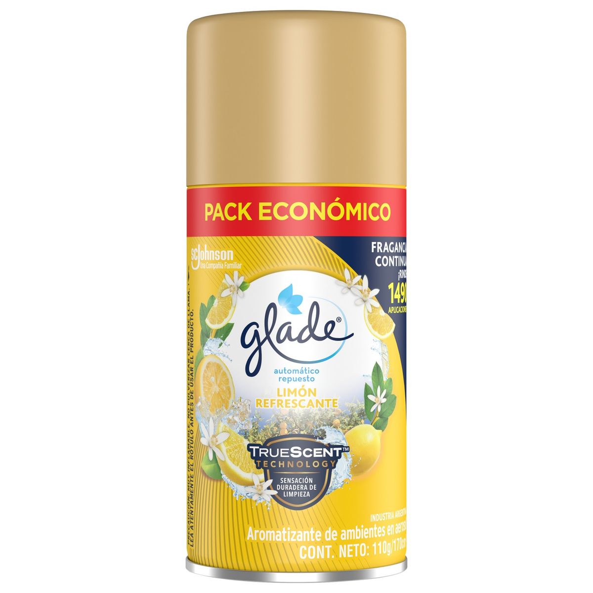 GLADE - Repuesto Desodorante Ambiental Glade Automático Limón Refrescante 170 ml