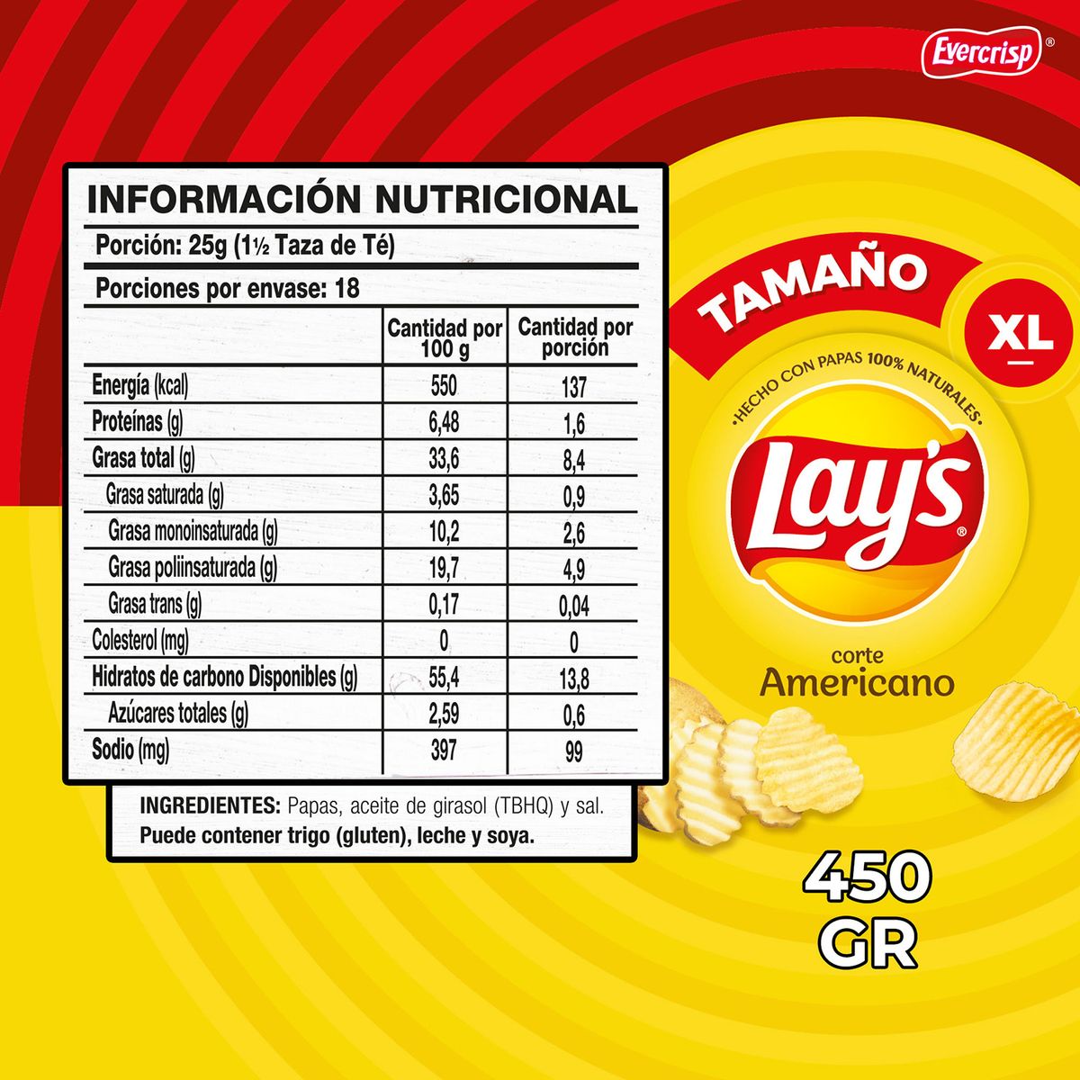 LAYS - Papas Fritas Corte Americano Lays 380 gr