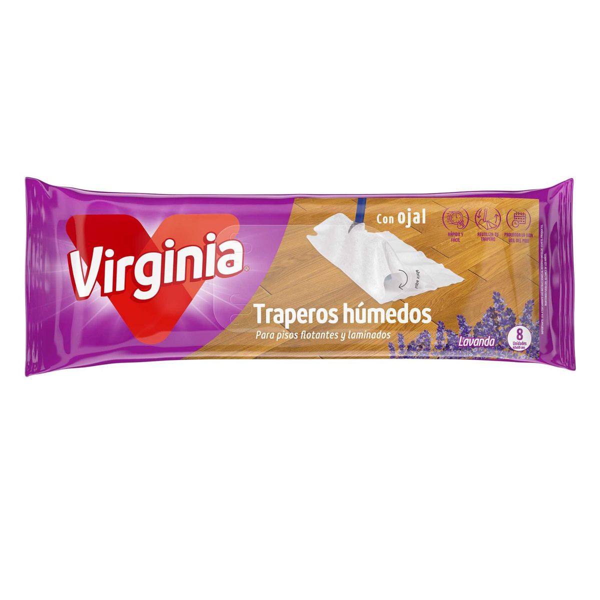 VIRGINIA - Traperos Húmedos Piso Flotante Aroma Lavanda Virginia 8 Un