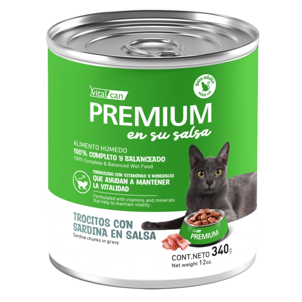 VITALCAN - Alimento Húmedo para Gatos Premium Sardinas Lata Vitalcan 340 g