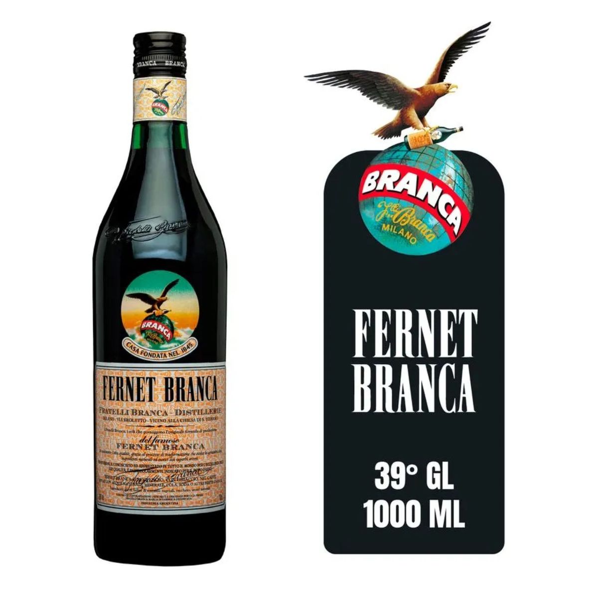 BRANCA - Licor Fernet Branca 39° 1 L