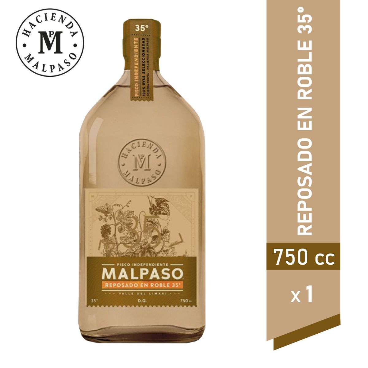 MAL PASO - Pisco Mal Paso Reposado en Roble 35° 750 ml