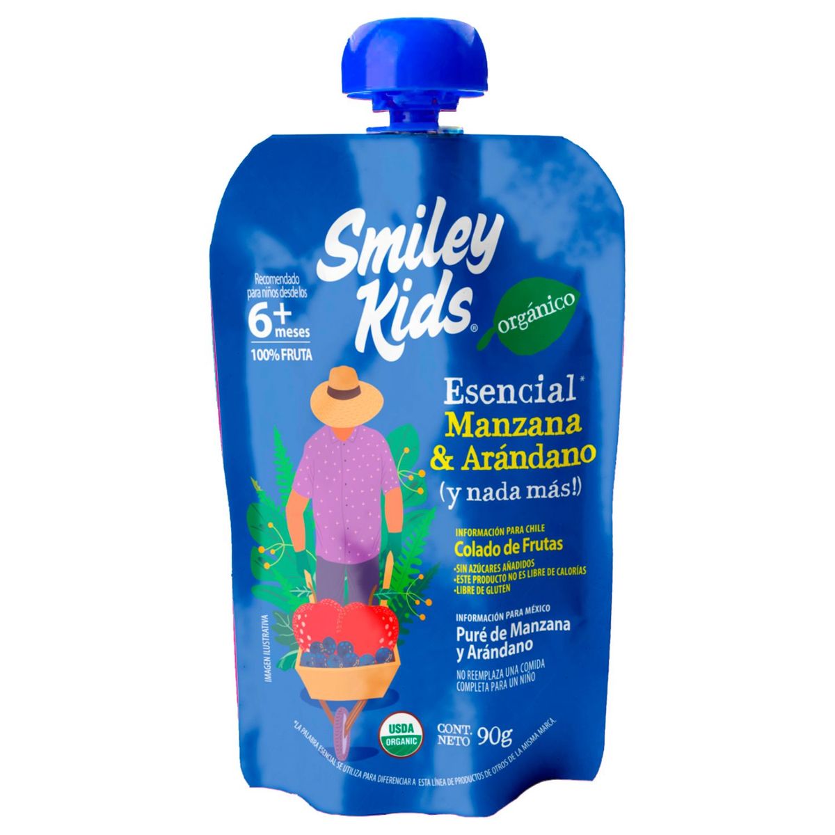 SMILEY KIDS - Compota Orgánico Smiley Kids Manzana Arándano 90 gr