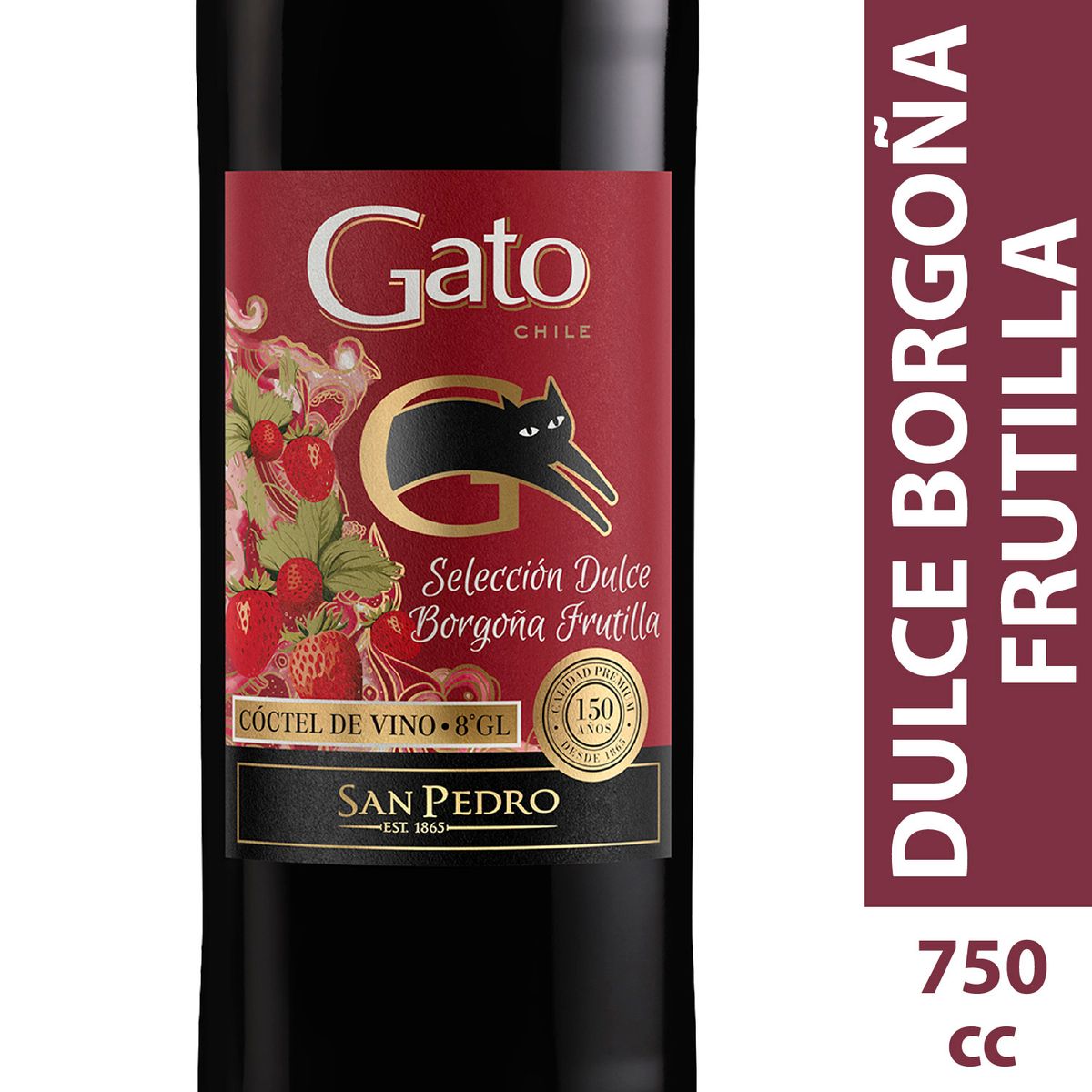 GATO - Cóctel de Vino Gato Dulce Borgoña Frutilla 8° 750 ml