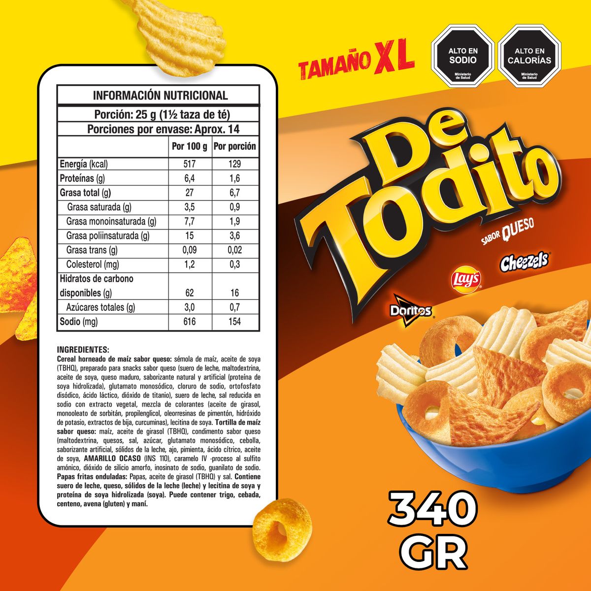 EVERCRISP - Snack Detodito XL Sabor Queso Evercrisp 340 gr