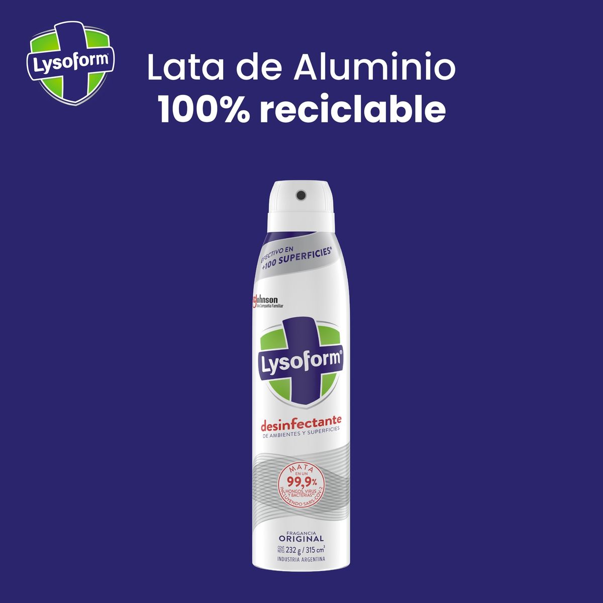LYSOFORM - Desinfectante Aerosol de Ambientes Lysoform Original 315 ml