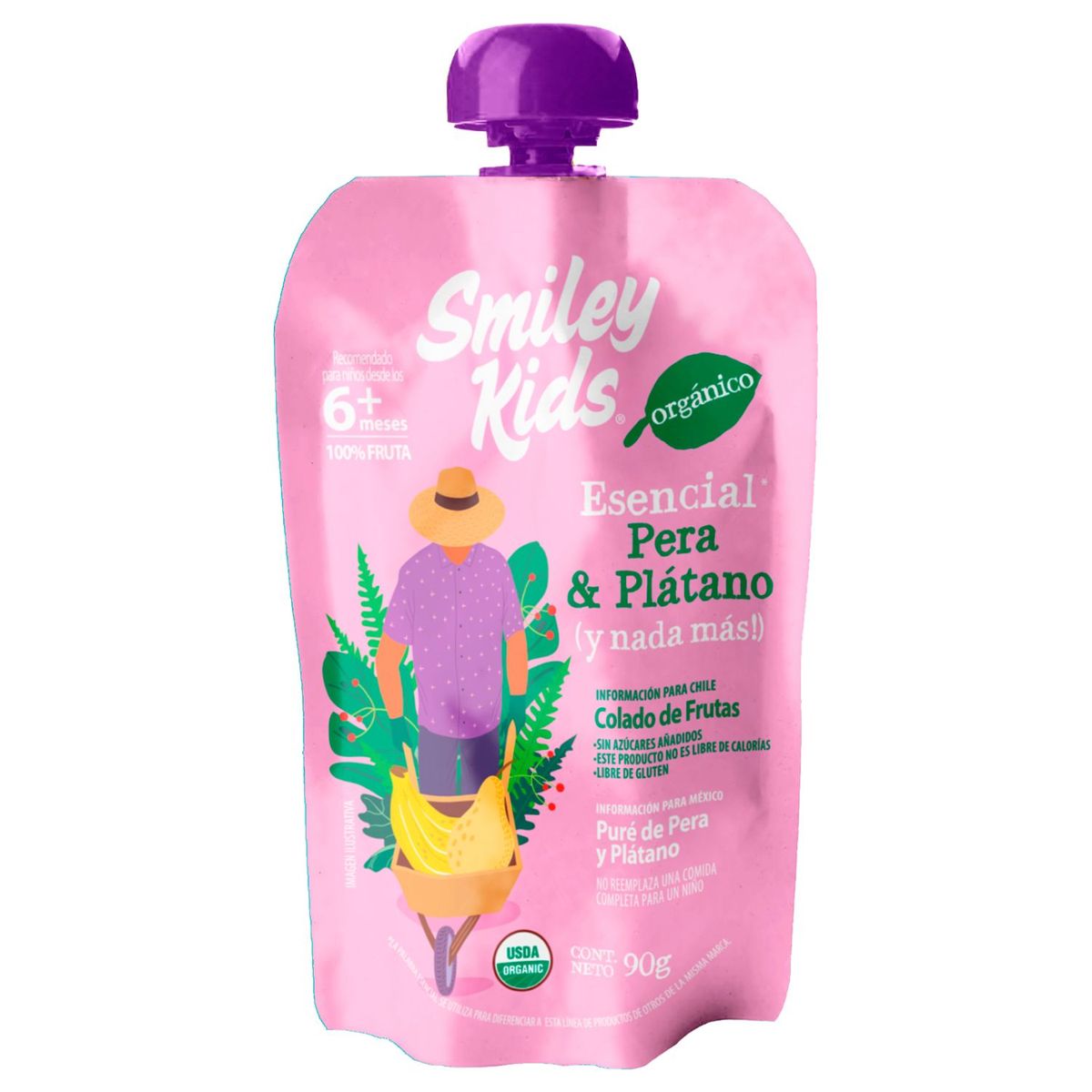 SMILEY KIDS - Compota Orgánico Smiley Kids Pera Plátano 90 gr