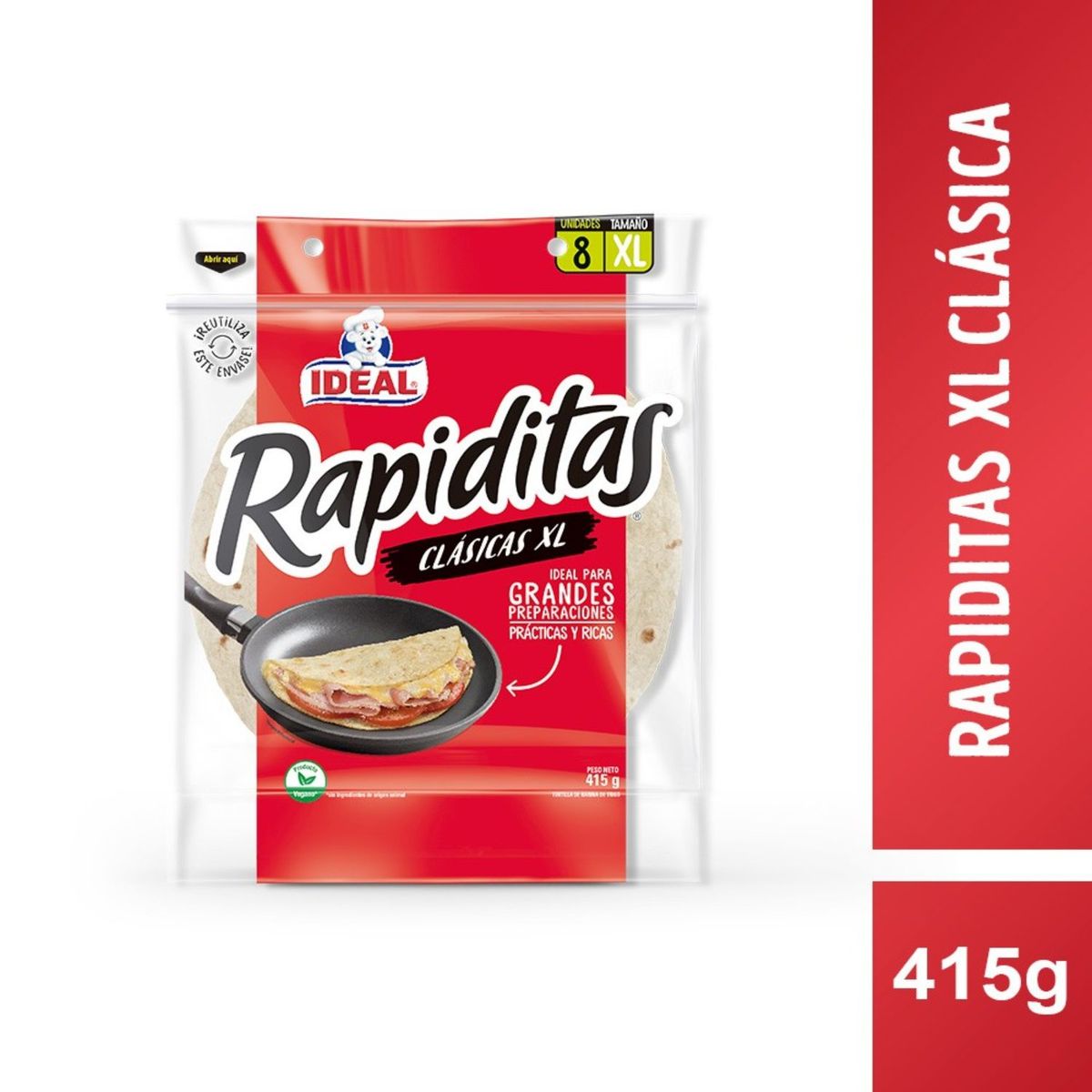 IDEAL - Tortillas Rapiditas Clásicas Tamaño XL 8 Un 415 g